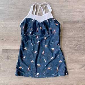 Women’s Size Small Lime Ricki Navy Floral Tankini Top